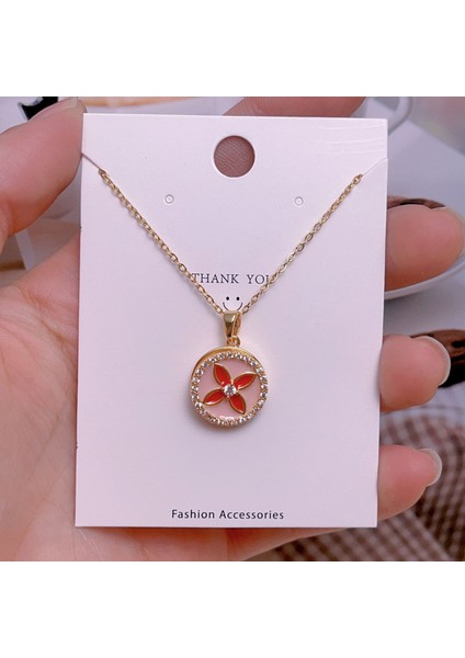 Yeni Çelik Köprücük Kemiği Zinciri Dönen Kolye Kolye Kadın Basit Yüz Aksesuarlı Hafif Lüks (Yurt Dışından)