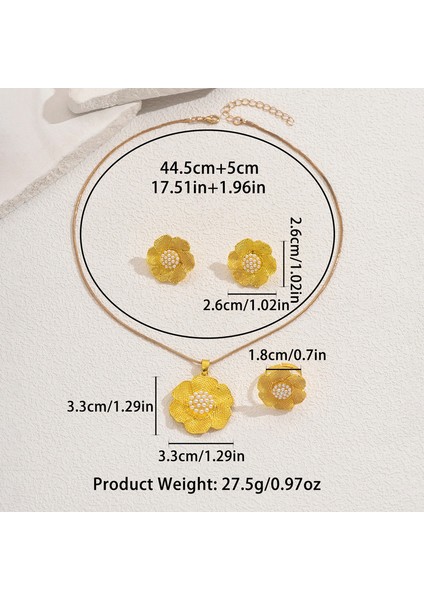 YUANYING-5634 Altın Çiçek Işlemeli Inci Takı Seti (Yurt Dışından) modelleri
