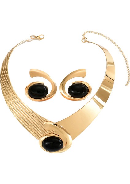 YUANYING-0038 Altın Avrupa ve Amerikan Tarzı Kakma Yapay Taşlı Takı Seti (Yurt Dışından)