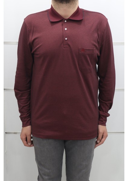 Fistan Store Erkek Düz Klasik Kesim Rahat Kalıp Polo Yaka Tek Cepli Kışlık Ince Sweat