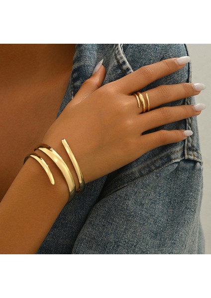 YUANYING-7703 Altın Her Şeye Uygun Kavisli Tasarım Takı Seti (Yurt Dışından) fiyatları