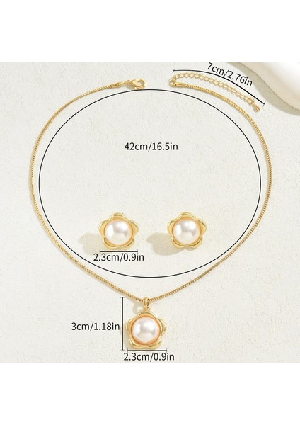 YUANYING-5557 Altın Kakma Inci Takı Seti (Yurt Dışından) modelleri