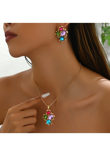 YUANYING-5416-8 Altın Kişilik Işlemeli Değerli Taşlı Takı Seti (Yurt Dışından) fiyatları