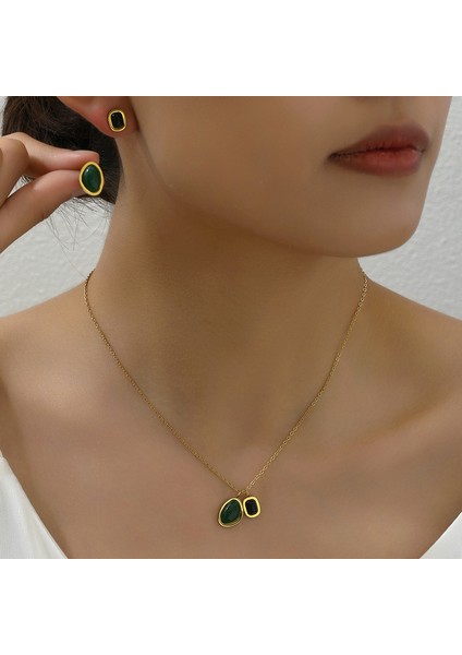 YUANYING-4874 Altın Sade Kakma Turkuaz Takı Seti (Yurt Dışından) fiyatları