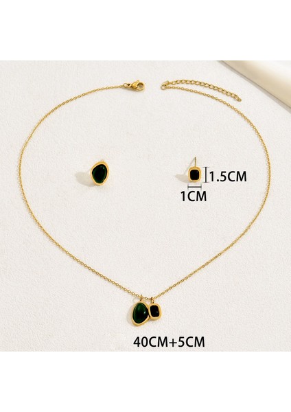 YUANYING-4874 Altın Sade Kakma Turkuaz Takı Seti (Yurt Dışından) modelleri