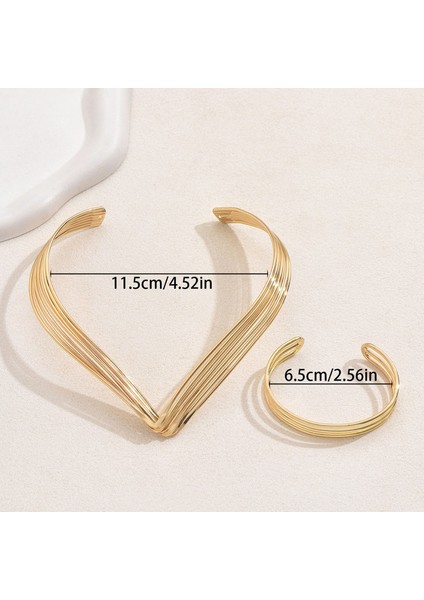 YUANYING-0029 Altın Çok Katmanlı Metal Punk Tarzı Takı Seti (Yurt Dışından) modelleri