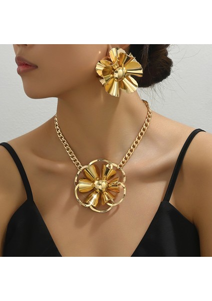 YUANYING-5133 Altın Kişiselleştirilmiş Büyük Çiçek Takı Seti (Yurt Dışından) fiyatları