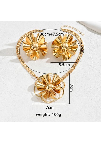 YUANYING-5133 Altın Kişiselleştirilmiş Büyük Çiçek Takı Seti (Yurt Dışından) modelleri