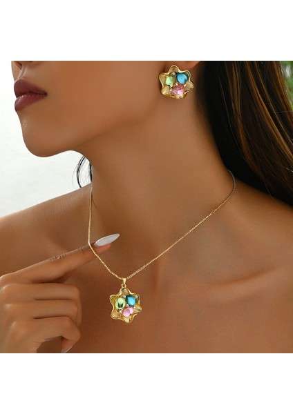 YUANYING-5416-16 Altın Kakmalı Yapay Taş Takı Seti (Yurt Dışından) fiyatları