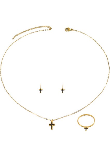YUANYING-5701 Altın Haç Kolye Takı Seti (Yurt Dışından)