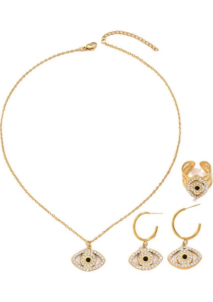 YUANYING-4822 Altın Kakmalı Zirkon Nazarlık Takı Seti (Yurt Dışından)