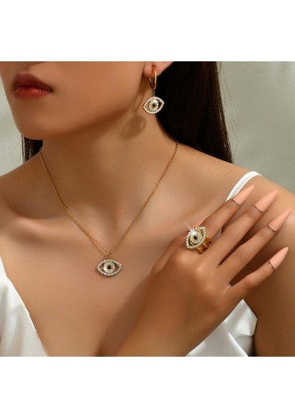 YUANYING-4822 Altın Kakmalı Zirkon Nazarlık Takı Seti (Yurt Dışından) fiyatları