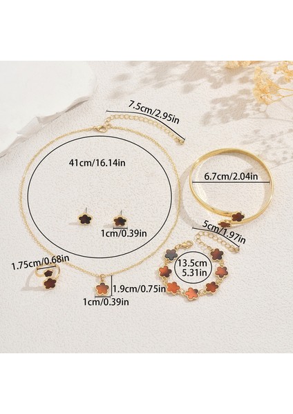 YUANYING-5439 Altın Yonca Takı Seti (Yurt Dışından) modelleri