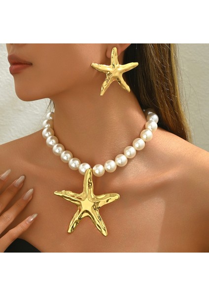 YUANYING-0039 Altın Deniz Yıldızı Inci Takı Seti (Yurt Dışından) fiyatları