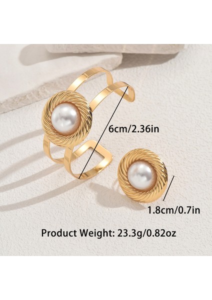 YUANYING-7739 Altın Yuvarlak Kakma Inci Takı Seti (Yurt Dışından) modelleri