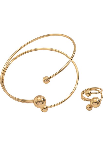 YUANYING-5618 Altın Geometrik Çizgili Takı Seti (Yurt Dışından)