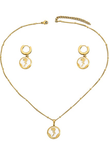 YUANYING-5147 Altın Gül Işlemeli Takı Seti (Yurt Dışından)