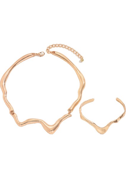 YUANYING-0026 Altın Sıra Dışı Tasarım Takı Seti (Yurt Dışından)