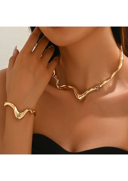 YUANYING-0026 Altın Sıra Dışı Tasarım Takı Seti (Yurt Dışından) modelleri