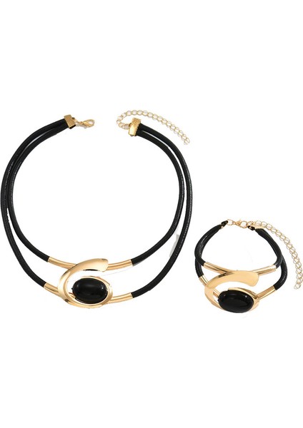 YUANYING-70280 Siyah Kakmalı Yapay Taş Tasarımlı Takı Seti (Yurt Dışından)