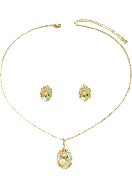 YUANYING-5559 Altın Işlemeli Gül Desenli Takı Seti (Yurt Dışından)