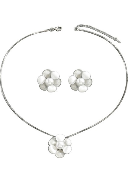 YUANYING-5418-2 Gümüş Kakma Inci Takı Seti (Yurt Dışından)