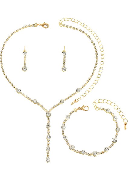YUANYING-5146 Altın Kakma Zirkon Taşlı Takı Seti (Yurt Dışından)