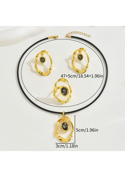 YUANYING-0034 Altın Düzensiz Kakma Kristal Takı Seti (Yurt Dışından) modelleri