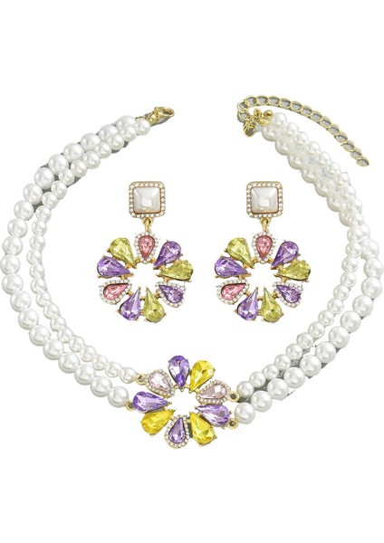 YUANYING-5411 Inci Çiçek Desenli Takı Seti (Yurt Dışından)