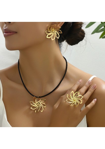 YUANYING-5154 Altın Dönen Çiçek Desenli Takı Seti (Yurt Dışından) fiyatları