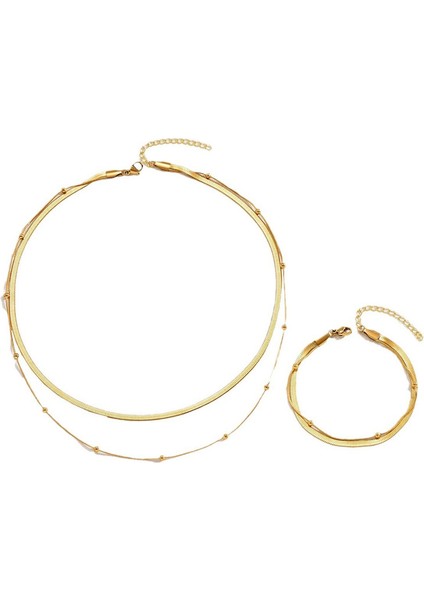 YUANYING-4772 Altın Amerikan Çok Katmanlı Tasarım Takı Seti (Yurt Dışından)