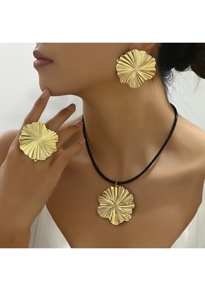 YUANYING-5157 Altın Pileli Çiçek Desenli Takı Seti (Yurt Dışından) fiyatları