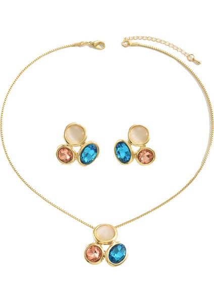 YUANYING-5416-1 Renkli Yapay Taşlı Kakma Takı Seti (Yurt Dışından)