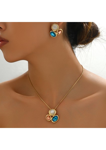 YUANYING-5416-1 Renkli Yapay Taşlı Kakma Takı Seti (Yurt Dışından) fiyatları