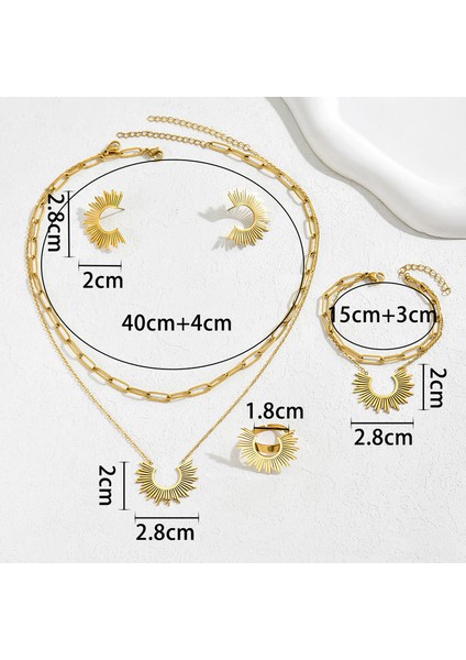 YUANYING-0037 Altın Sade Ayçiçeği Şekilli Takı Seti (Yurt Dışından) modelleri