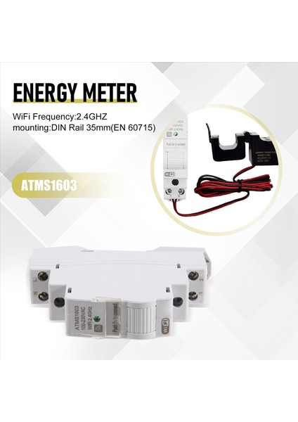 ATMS1603 Tuya Tek Fazlı Wifi Akıllı Enerji Ölçer 100A Dın Ray Ray Germek Voltmete Ammeri Gücü Ölçüyor (Yurt Dışından) indirimleri