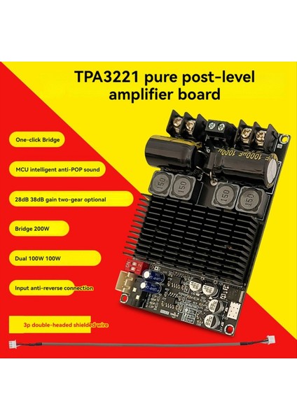 Dijital Amplifikatör Kartı Modülü 2001 Saf Arka Aşama Yüksek Güç TPA3221 Stereo 100WX2 Köprü Mono 200W Modül (Yurt Dışından) fiyatları