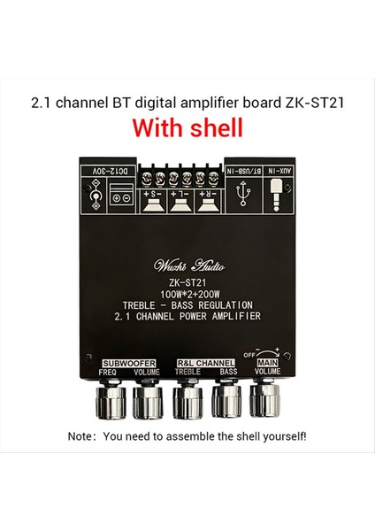 ZK-ST21 Bluetooth Güç Amplifikatör Kartı 2.1 Kanal 2X100W+200W Subwoofer TPA3221 (Yurt Dışından) fırsatları