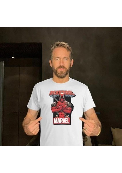 Unisex Bisiklet Yaka Baskılı Oversize T-Shirt - Beyaz