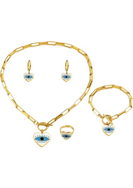 YUANYING-4955 Altın Şeytan Gözü Tasarım Takı Seti (Yurt Dışından)