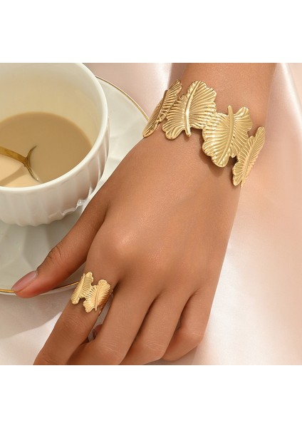 YUANYING-7731 Altın Yaprak Tasarım Takı Seti (Yurt Dışından) fiyatları