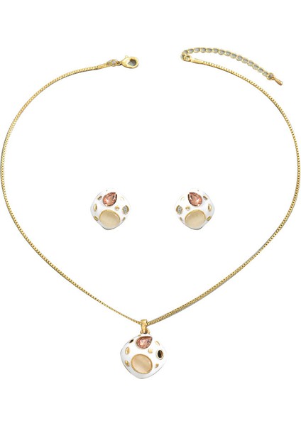 YUANYING-5418-3 Altın Kakmalı Yapay Taş Takı Seti (Yurt Dışından)