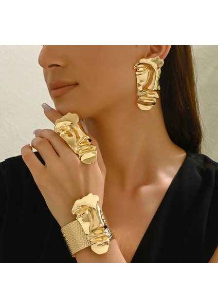 YUANYING-7836 Altın Insan Yüzü Ifade Tasarım Takı Seti (Yurt Dışından) fiyatları