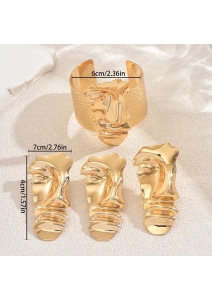 YUANYING-7836 Altın Insan Yüzü Ifade Tasarım Takı Seti (Yurt Dışından) modelleri