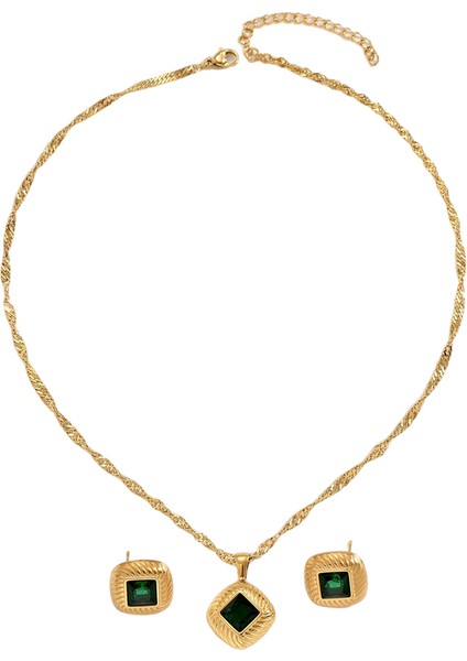 YUANYING-4781 Altın Uyumlu Zirkon Taşlı Takı Seti (Yurt Dışından)