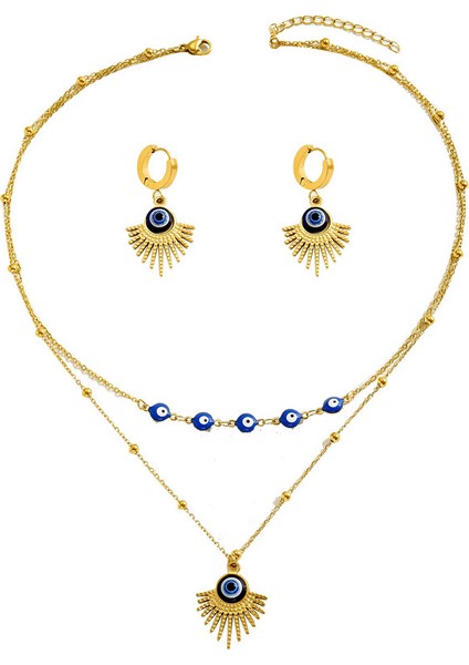 YUANYING-4944 Altın Şeytan Gözü Tasarım Takı Seti (Yurt Dışından)