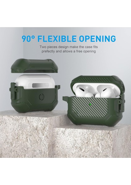 Airpods Pro 3 Uyumlu Karbon Fiber Detaylı Askı Aparatlı 360 Tam Koruma Kılıf fiyatları