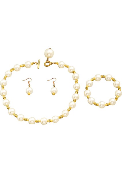YUANYING-0023 Altın Sade Inci Takı Seti (Yurt Dışından)