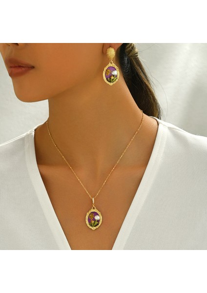 YUANYING-5561 Altın Barok Çiçek Desenli Takı Seti (Yurt Dışından) fiyatları