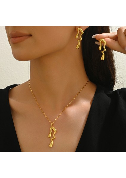 YUANYING-0045 Altın Kavisli Metal Stil Takı Seti (Yurt Dışından) fiyatları